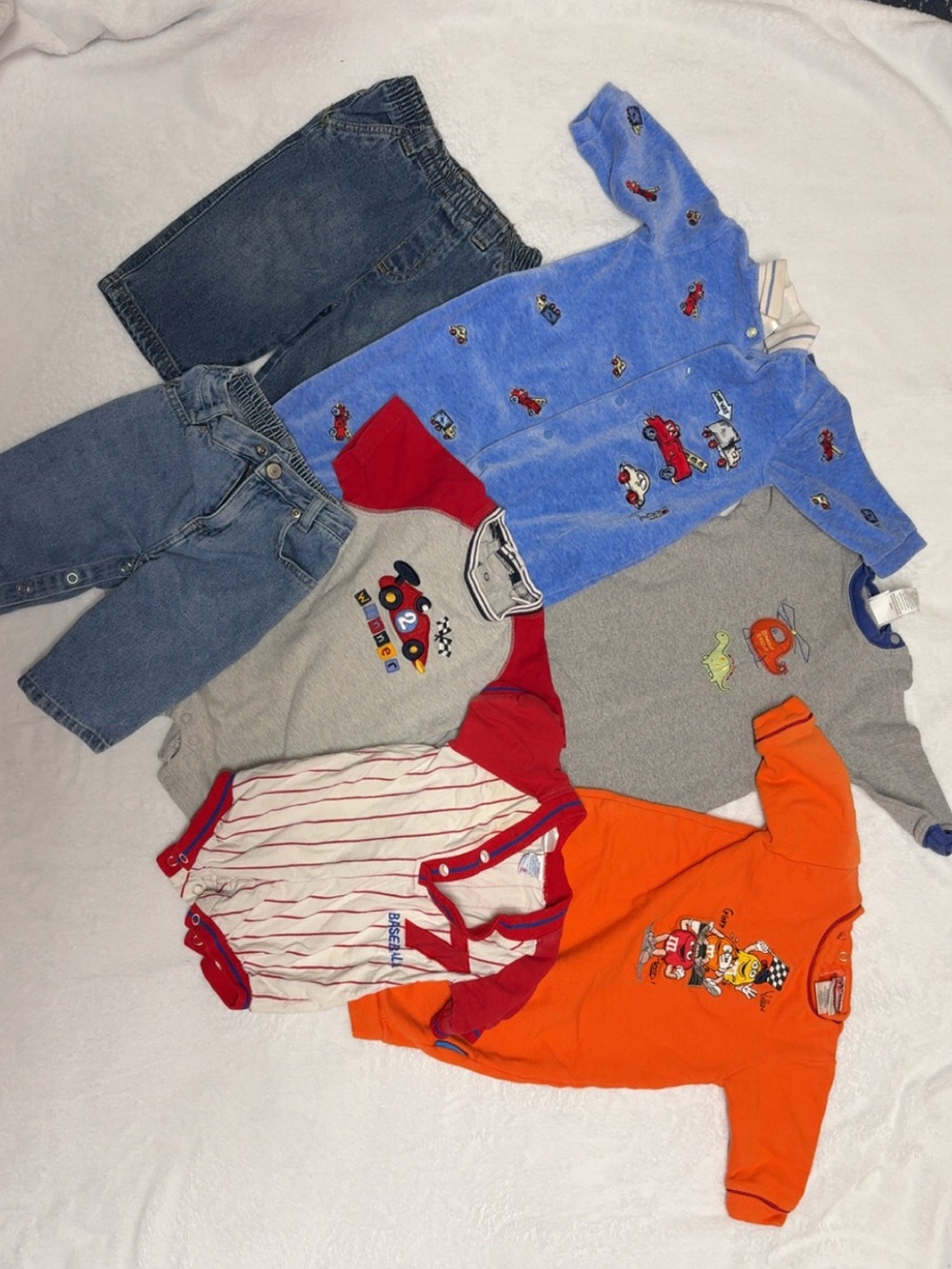 Vintage Toddler Car-Themed Mix: Blue, Gray, Orange, Red Pieces